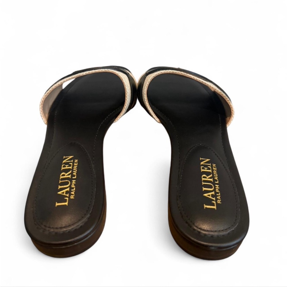 Ralph Lauren Alegra Canvas & Leather Slide Sandal 8.5 - Picture 5 of 8